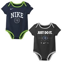 Ensemble de deux bodies Nike bleu marine/noir pour nouveau-né des Minnesota Timberwolves Just Do It