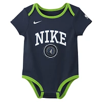 Ensemble de deux bodies Nike bleu marine/noir pour nouveau-né des Minnesota Timberwolves Just Do It