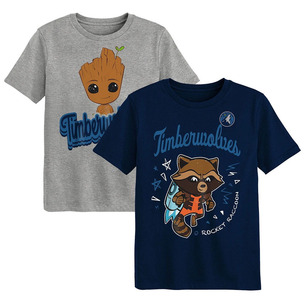 Ensemble de t-shirts deux pièces pour enfants d'âge préscolaire Minnesota Timberwolves Les Gardiens la Galaxie