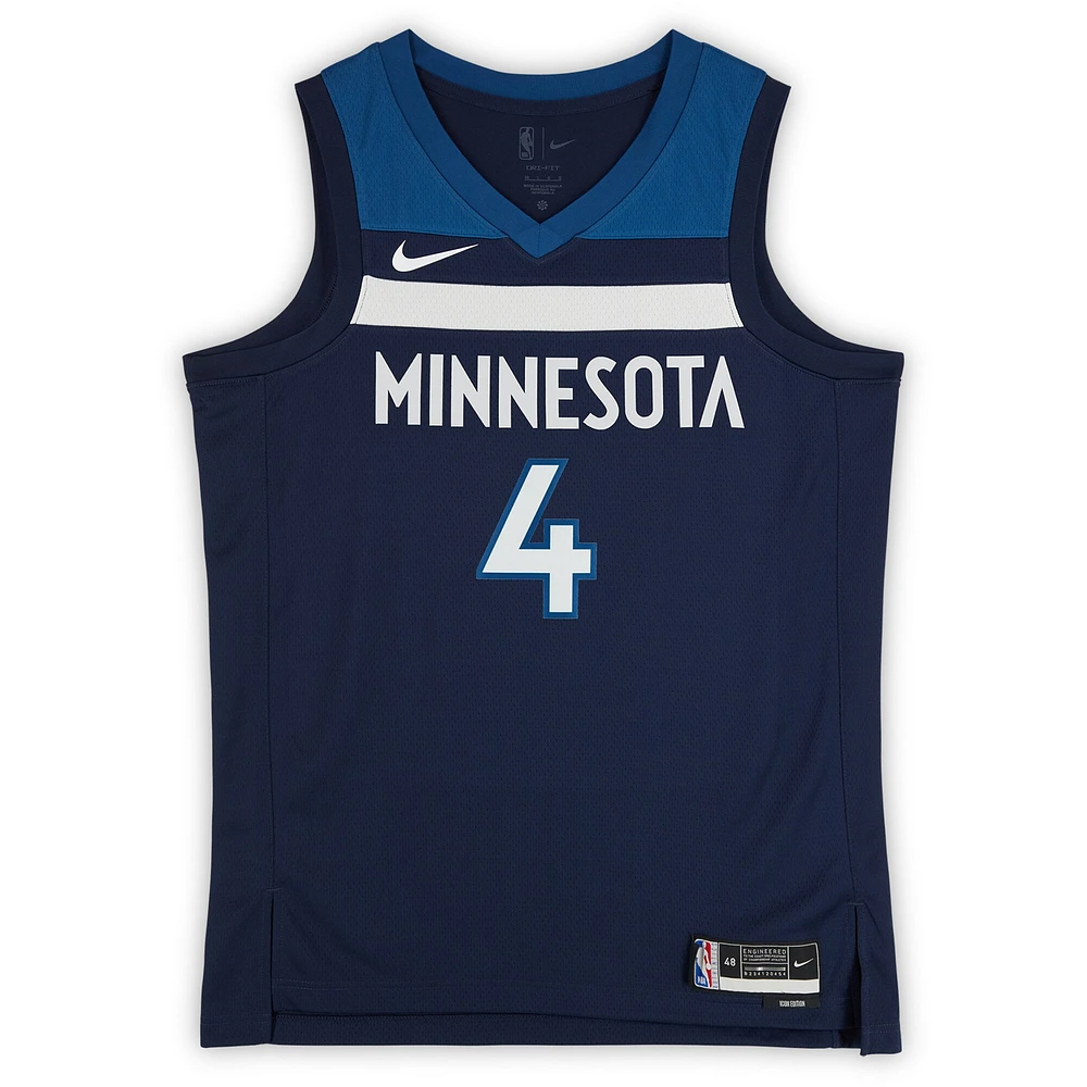 Maillot Swingman Nike Icon Edition bleu marine dédicacé par Rob Dillingham des Minnesota Timberwolves avec inscription « 2024 #8 Pick »