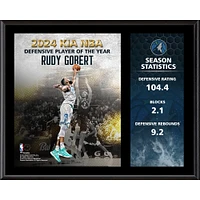 Plaque sublimée 12"x 15" du joueur défensif de l'année 2024 de la NBA Rudy Gobert des Minnesota Timberwolves