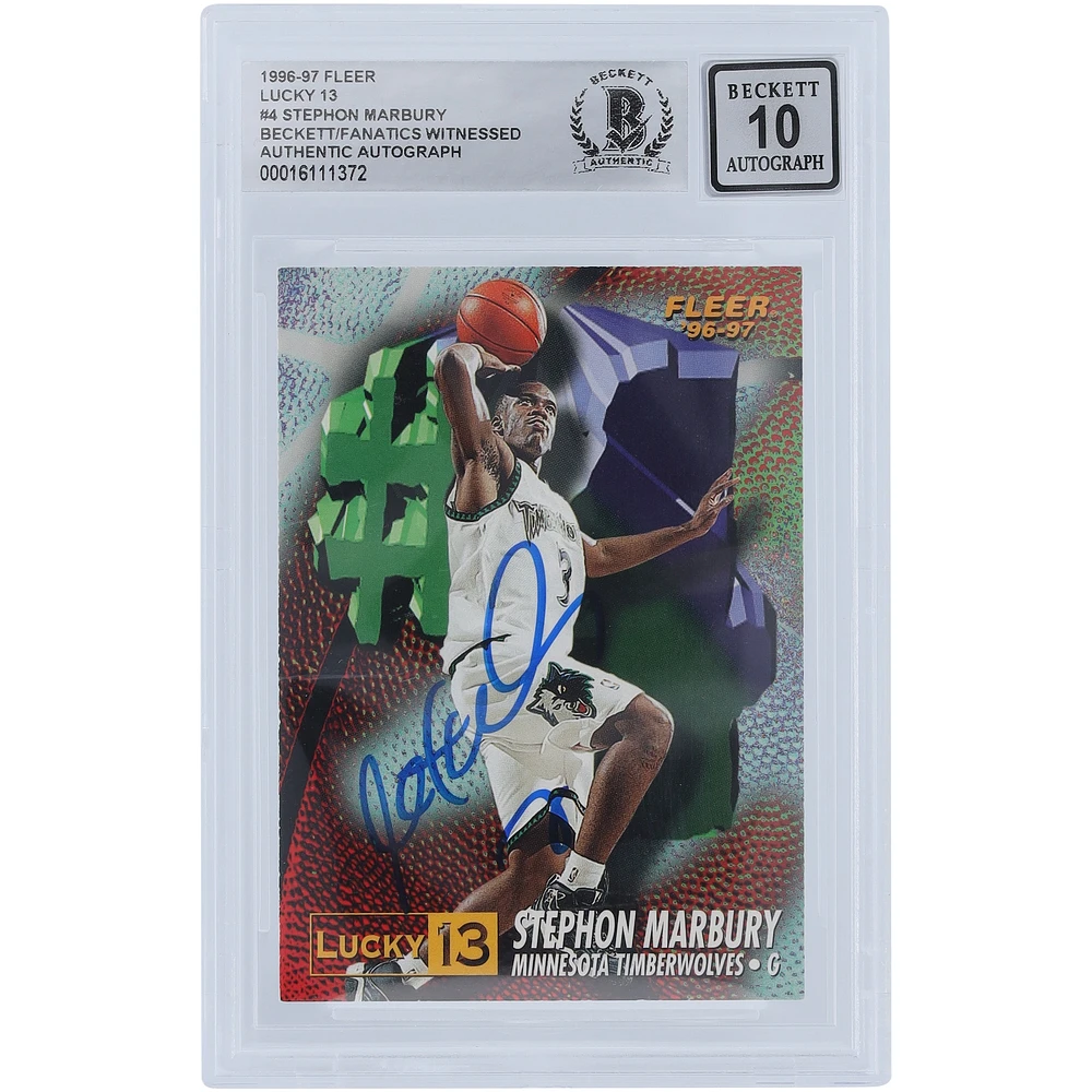 Stephon Marbury Minnesota Timberwolves Autographed 1996-97 Fleer Lucky 13 #4 Beckett Fanatics Witnessed Authenticated 10 Rookie Card