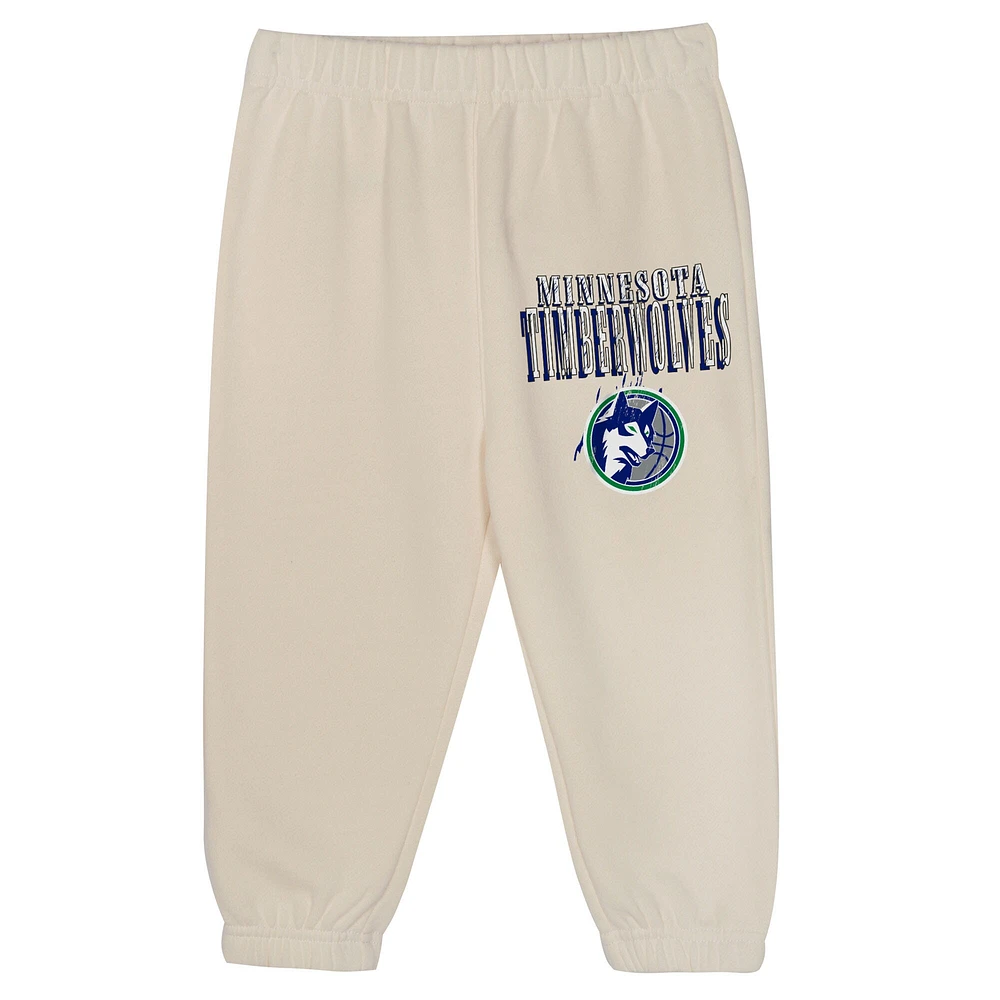 Toddler Mitchell & Ness  Cream Minnesota Timberwolves Hang Time Oversized Pullover Hoodie Pants Set
