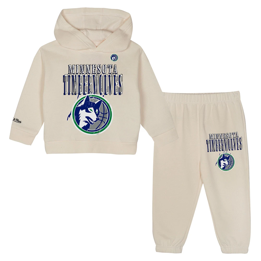 Toddler Mitchell & Ness Cream Minnesota Timberwolves Hang Time Oversized Pullover Hoodie Pants Set