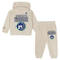 Toddler Mitchell & Ness  Cream Minnesota Timberwolves Hang Time Oversized Pullover Hoodie Pants Set