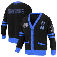 Unisex FISLL Black Minnesota Timberwolves Logoman Shadow Collection Full-Button Cardigan Sweater