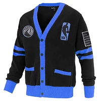 Unisex FISLL Black Minnesota Timberwolves Logoman Shadow Collection Full-Button Cardigan Sweater