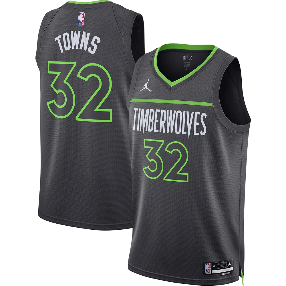 Unisexe Jordan Brand Karl-Anthony Towns Charcoal Minnesota Timberwolves Swingman Jersey - Statement Edition