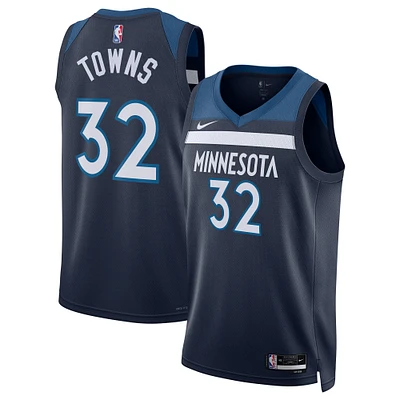 Maillot Nike Swingman Minnesota Timberwolves Karl-Anthony Towns bleu marine unisexe - Édition Icon