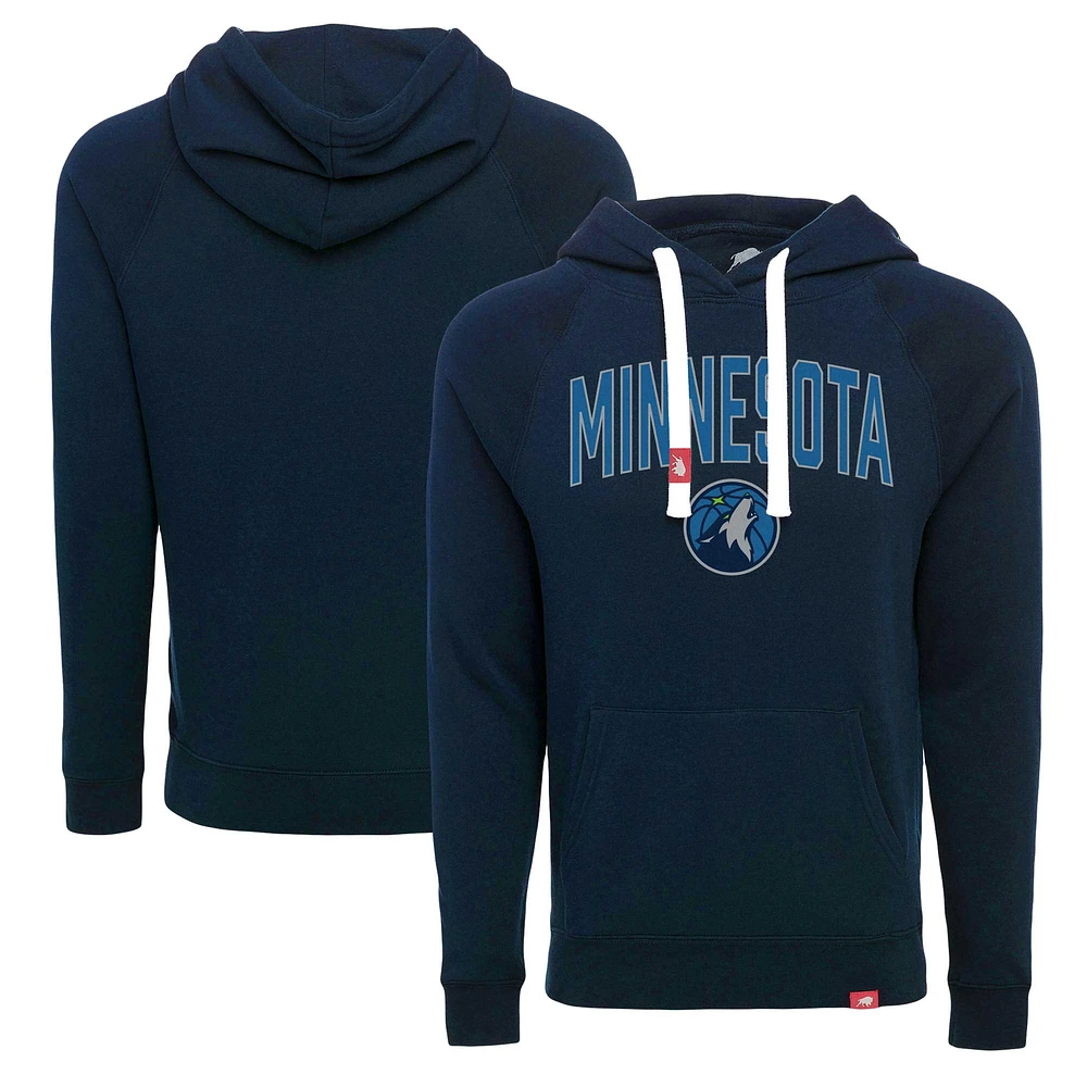 Sweat à capuche unisexe Sportiqe Minnesota Timberwolves Olsen super doux trois mélanges raglan bleu marine