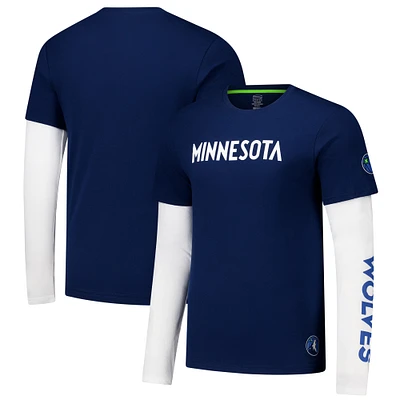 Unisex Stadium Essentials Navy Minnesota Timberwolves Spectator Twofer Long Sleeve  T-Shirt