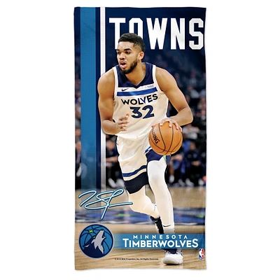 WinCraft Karl-Anthony Towns Minnesota Timberwolves Serviette de plage Spectra Player 76,2 x 152,4 cm