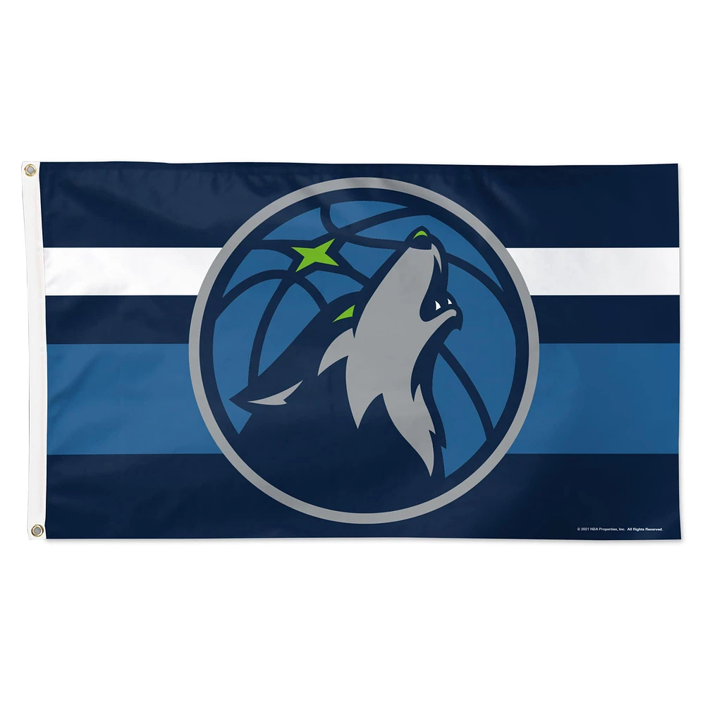 WinCraft Minnesota Timberwolves Drapeau simple face à rayures horizontales 3 pi x 5 pi