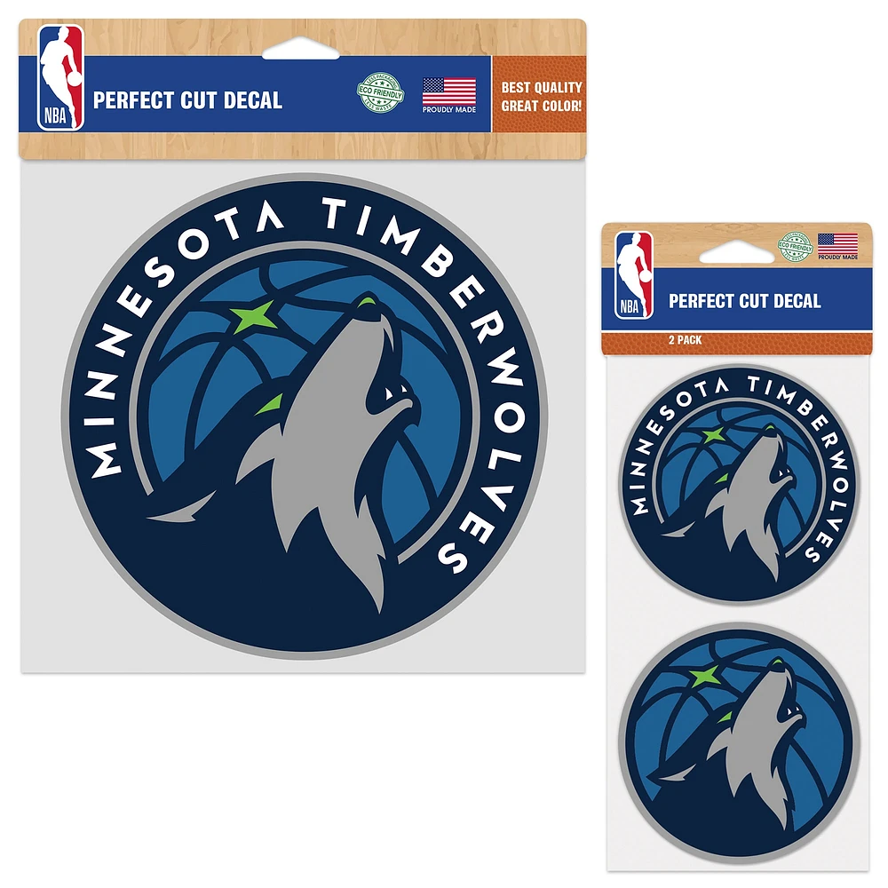 Lot de deux autocollants WinCraft Minnesota Timberwolves Perfect Cut