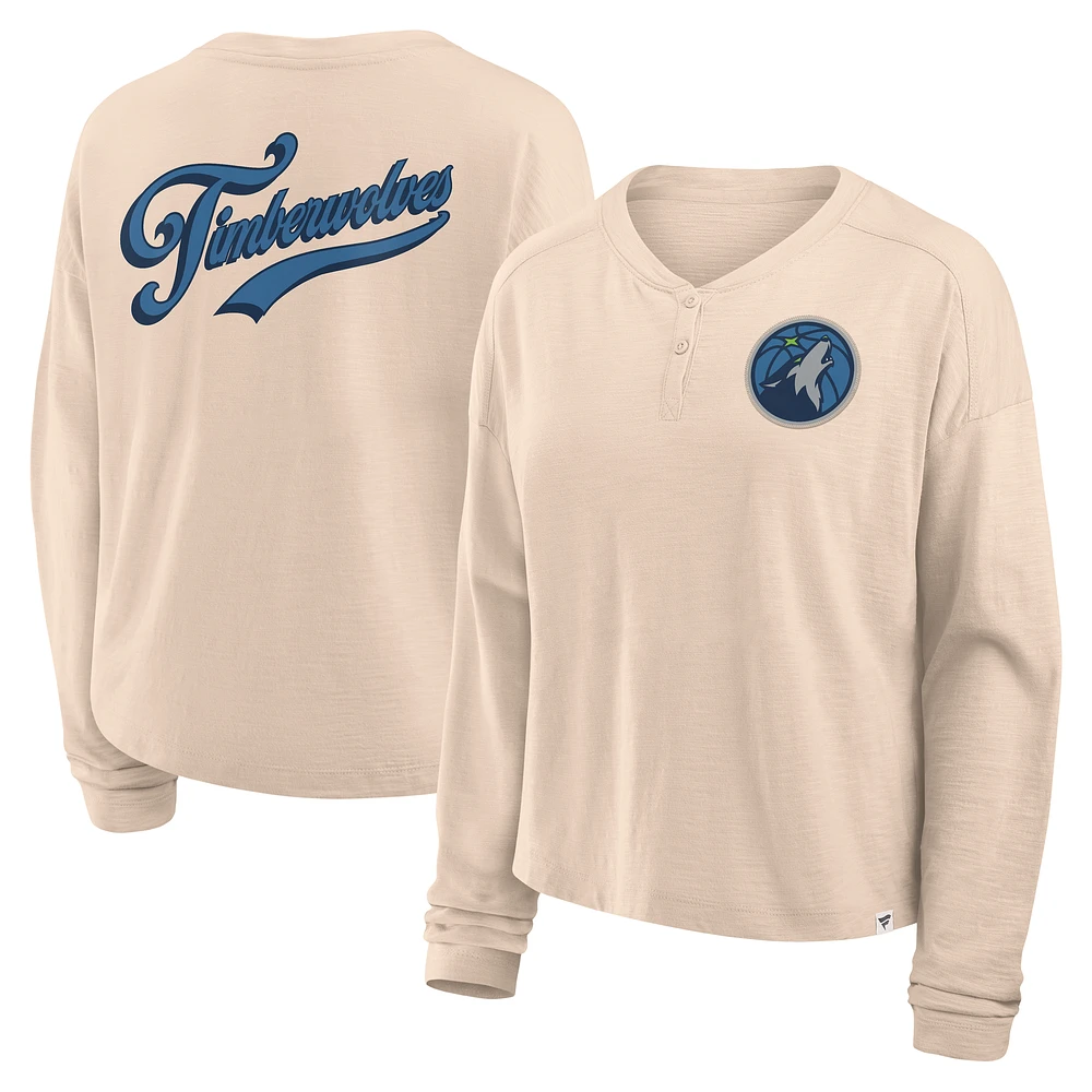 T-shirt à manches longues tendance pour femme Fanatics Natural Minnesota Timberwolves Boxed Out Drop
