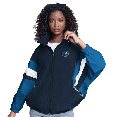 Women's G-III Sports by Carl Banks  Navy/Blue Minnesota Timberwolves Game News Oversized Full-Zip Hoodie Jacket