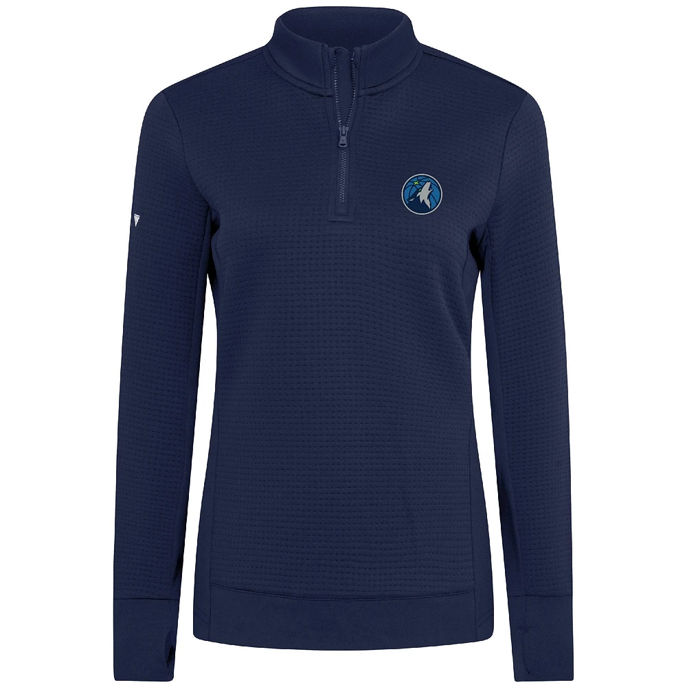 Women's Levelwear  Navy Minnesota Timberwolves Cushion Quarter-Zip Pullover