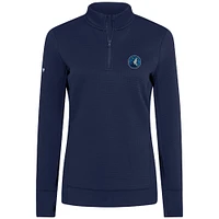 Women's Levelwear  Navy Minnesota Timberwolves Cushion Quarter-Zip Pullover