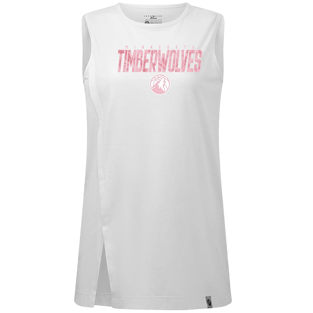 Women's Levelwear  White Minnesota Timberwolves Mother's Day Influx Floral Tank Top