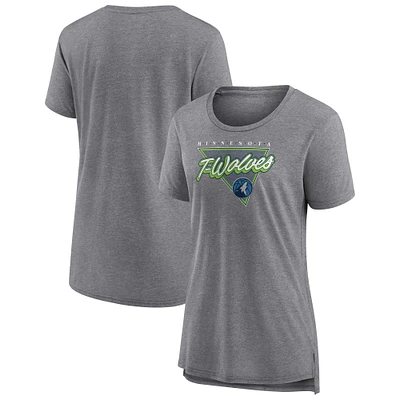 Women's Fanatics Heathered Gray Minnesota Timberwolves True Classics Tri-Blend T-Shirt