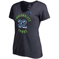 Women's Fanatics Karl-Anthony Towns Navy Minnesota Timberwolves Notable Name & Number V-Neck T-Shirt