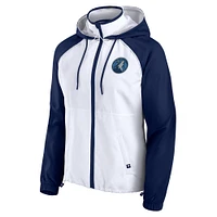 Women's Fanatics White/Navy Minnesota Timberwolves Anorak Raglan Full-Zip Hoodie Jacket