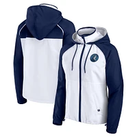 Women's Fanatics White/Navy Minnesota Timberwolves Anorak Raglan Full-Zip Hoodie Jacket