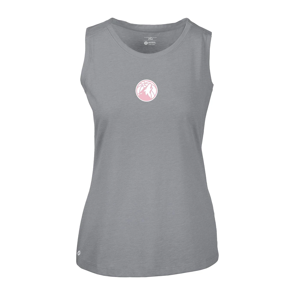 Women's Levelwear  Gray Minnesota Timberwolves Mother's Day Macy Core Logo Tank Top