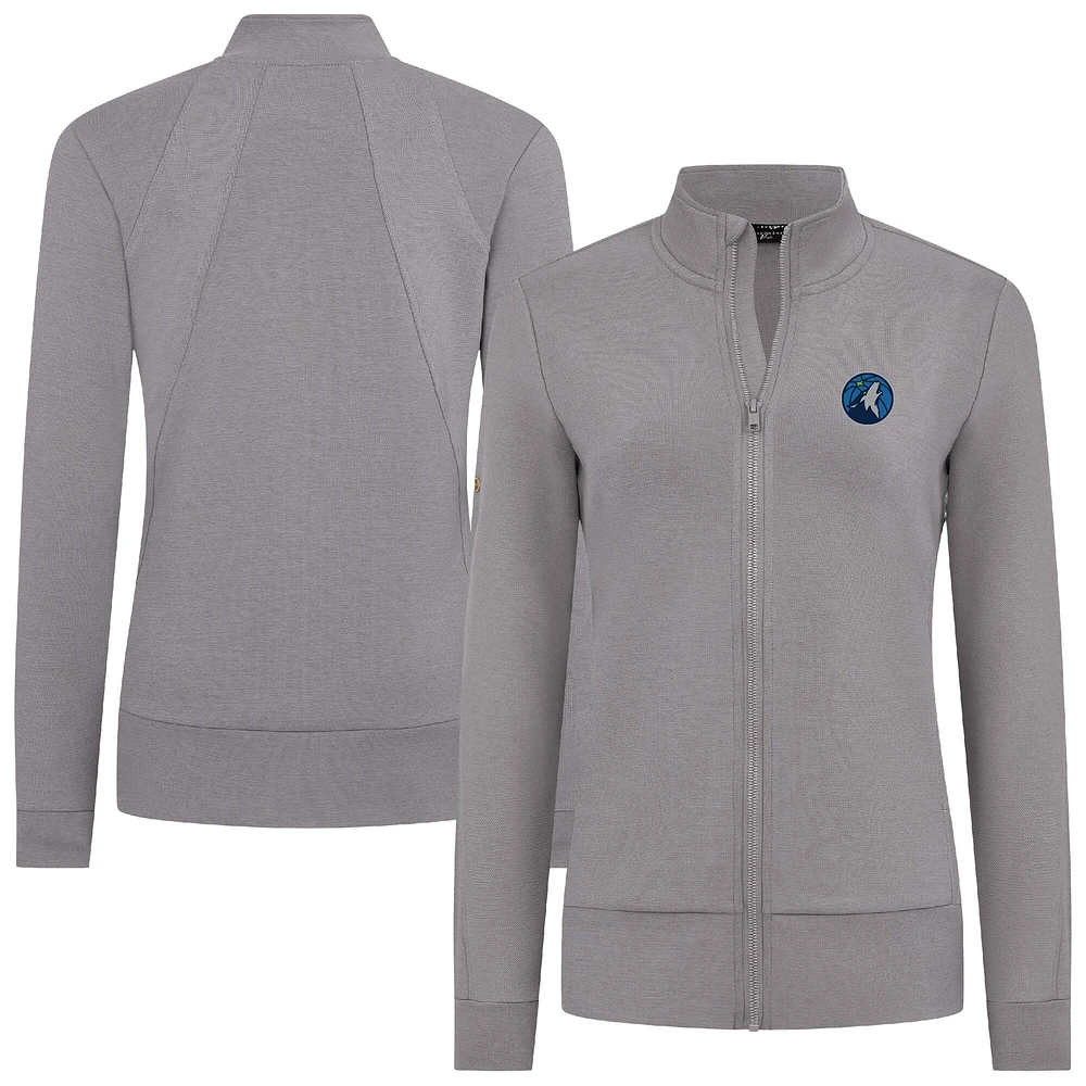 Veste zippée Shine grise pour femme des Timberwolves du Minnesota Levelwear