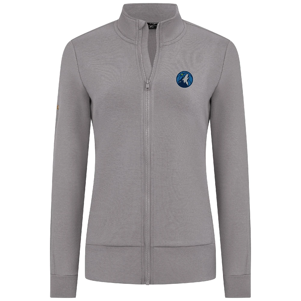 Veste zippée Shine grise pour femme des Timberwolves du Minnesota Levelwear
