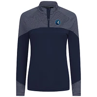 Women's Levelwear Navy Minnesota Timberwolves Classic Stripes Quarter-Zip Top