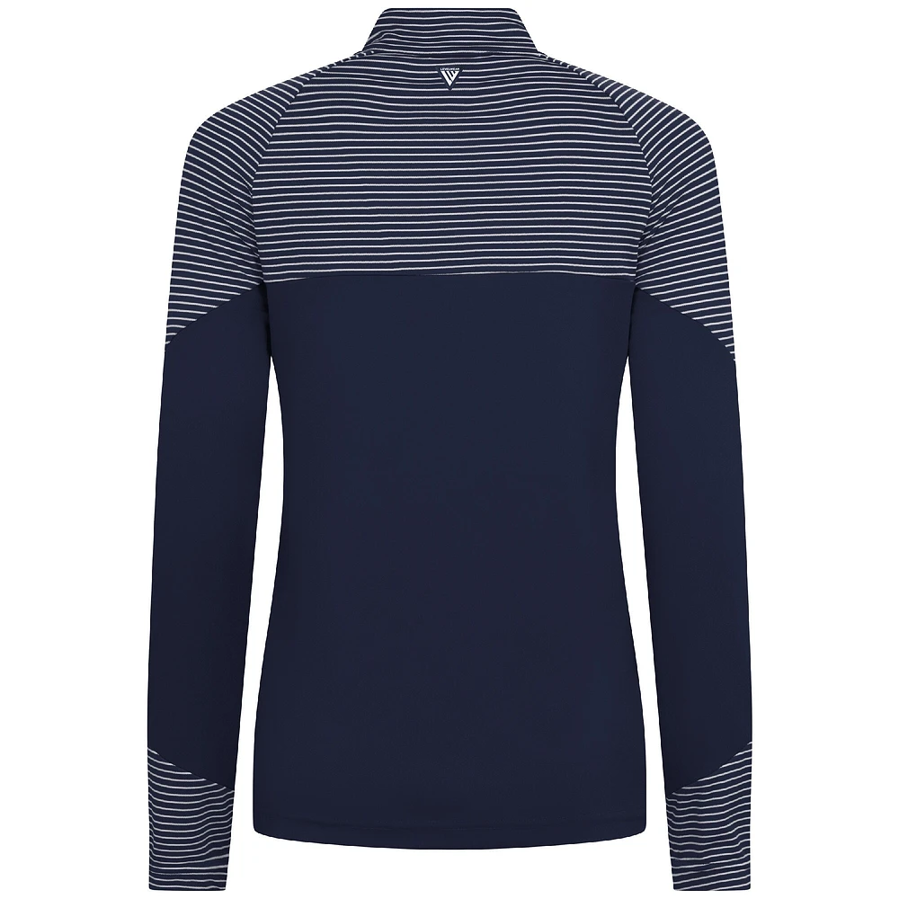 Women's Levelwear Navy Minnesota Timberwolves Classic Stripes Quarter-Zip Top