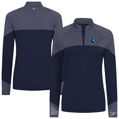 Women's Levelwear Navy Minnesota Timberwolves Classic Stripes Quarter-Zip Top