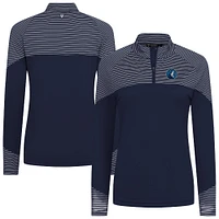 Women's Levelwear Navy Minnesota Timberwolves Classic Stripes Quarter-Zip Top