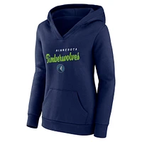 Women's  Navy Minnesota Timberwolves Triumphant V-Neck Pullover Hoodie