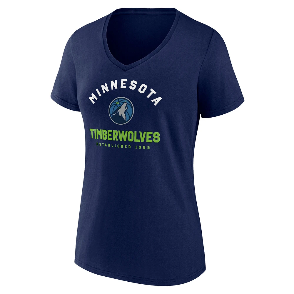 Women's  Navy Minnesota Timberwolves Unrivaled V-Neck T-Shirt