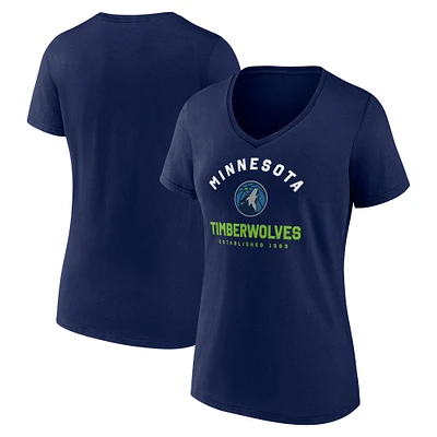 Women's  Navy Minnesota Timberwolves Unrivaled V-Neck T-Shirt