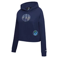 Women's Pro Standard Navy Minnesota Timberwolves Jewels Cropped Pullover Hoodie