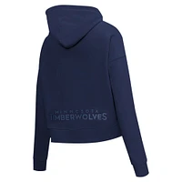 Women's Pro Standard Navy Minnesota Timberwolves Jewels Cropped Pullover Hoodie