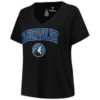 Women's Profile Black Minnesota Timberwolves Plus Arch Over Logo V-Neck T-Shirt