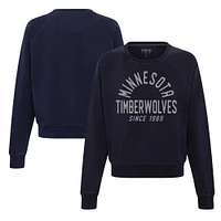 Women's Sportiqe Navy Minnesota Timberwolves Ashlyn Super Soft Raglan Pullover Sweatshirt