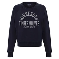 Women's Sportiqe Navy Minnesota Timberwolves Ashlyn Super Soft Raglan Pullover Sweatshirt