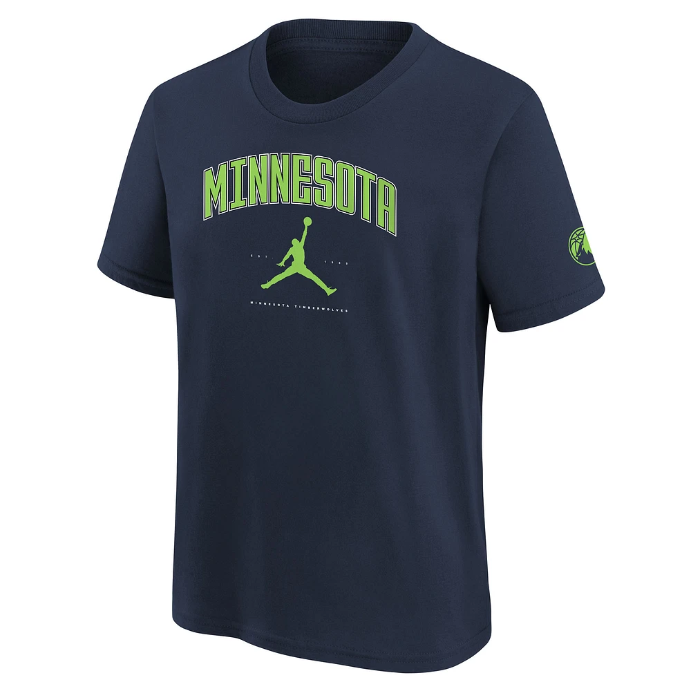 Youth Jordan Brand Navy Minnesota Timberwolves Essential Cities T-Shirt