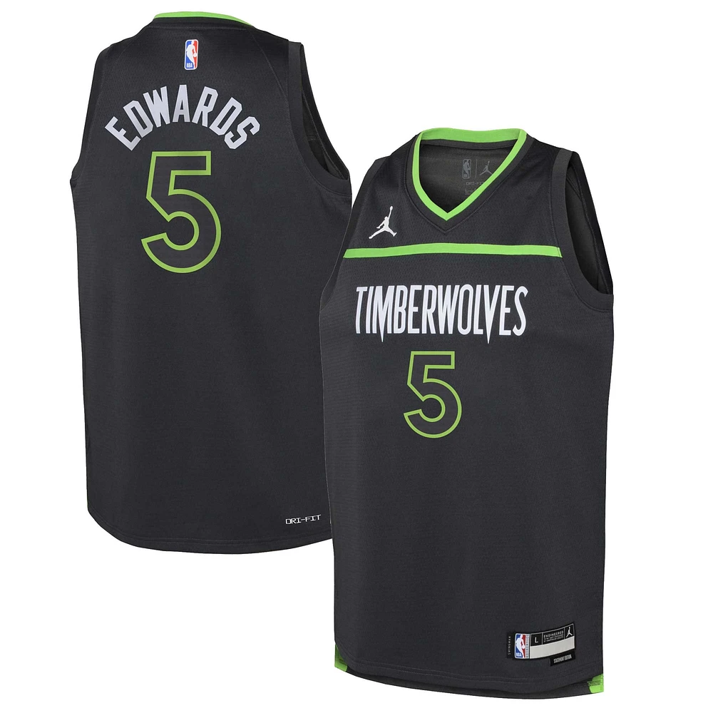 Youth Jordan Brand Anthony Edwards Black Minnesota Timberwolves Swingman Jersey - Statement Edition