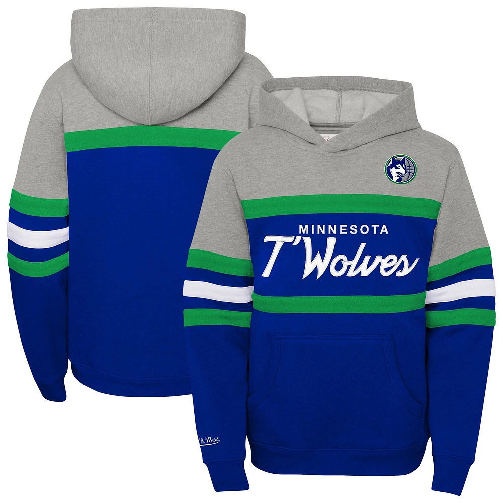 Sweat à capuche Mitchell & Ness bleu/gris chiné pour jeune entraîneur des Minnesota Timberwolves Hardwood Classics
