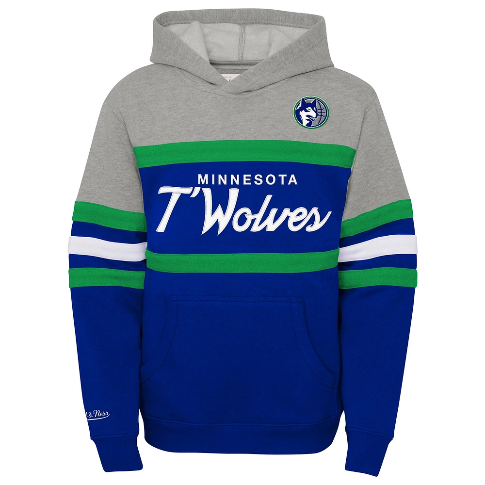Sweat à capuche Mitchell & Ness bleu/gris chiné pour jeune entraîneur des Minnesota Timberwolves Hardwood Classics
