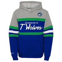 Sweat à capuche Mitchell & Ness bleu/gris chiné pour jeune entraîneur des Minnesota Timberwolves Hardwood Classics