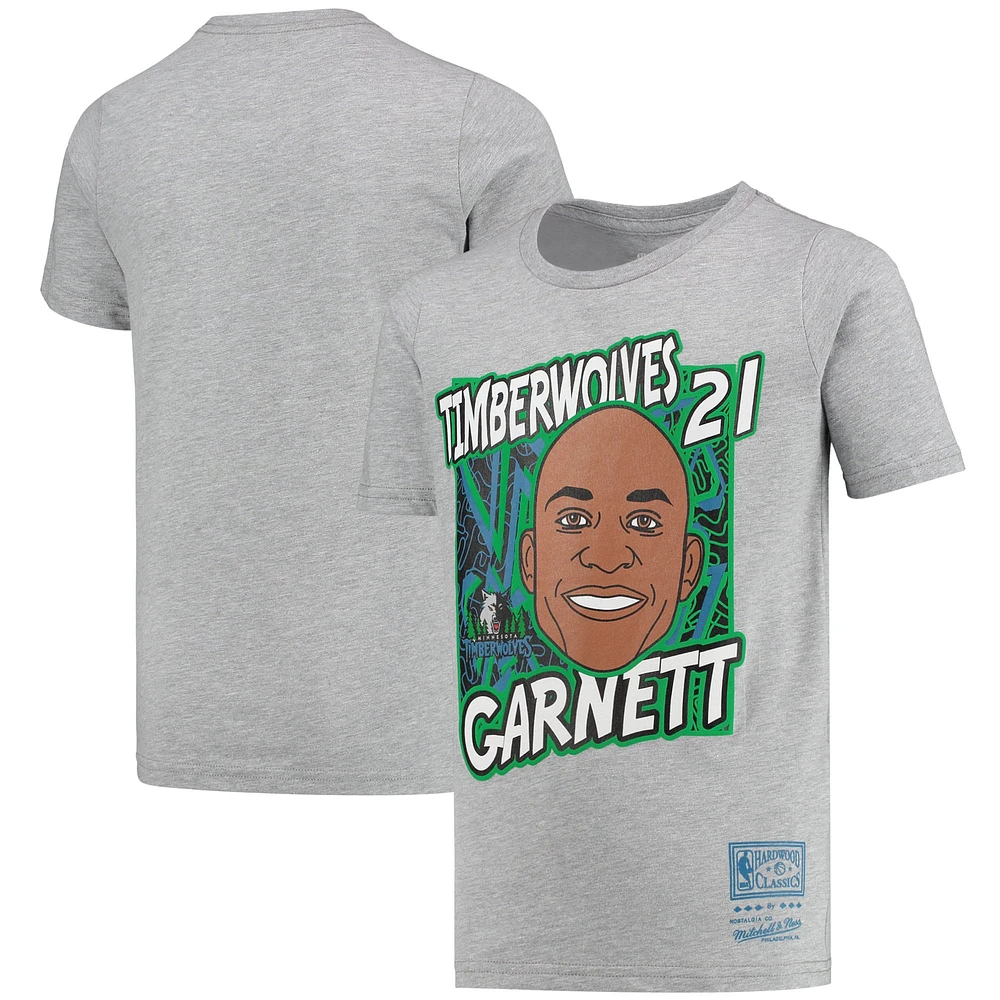 T-shirt pour jeune Mitchell & Ness Kevin Garnett Gris Minnesota Timberwolves Hardwood Classics King of the Court Player