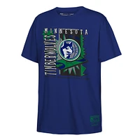 T-shirt rétro Mitchell & Ness bleu marine pour jeunes, motif affiche des Timberwolves du Minnesota, années 90