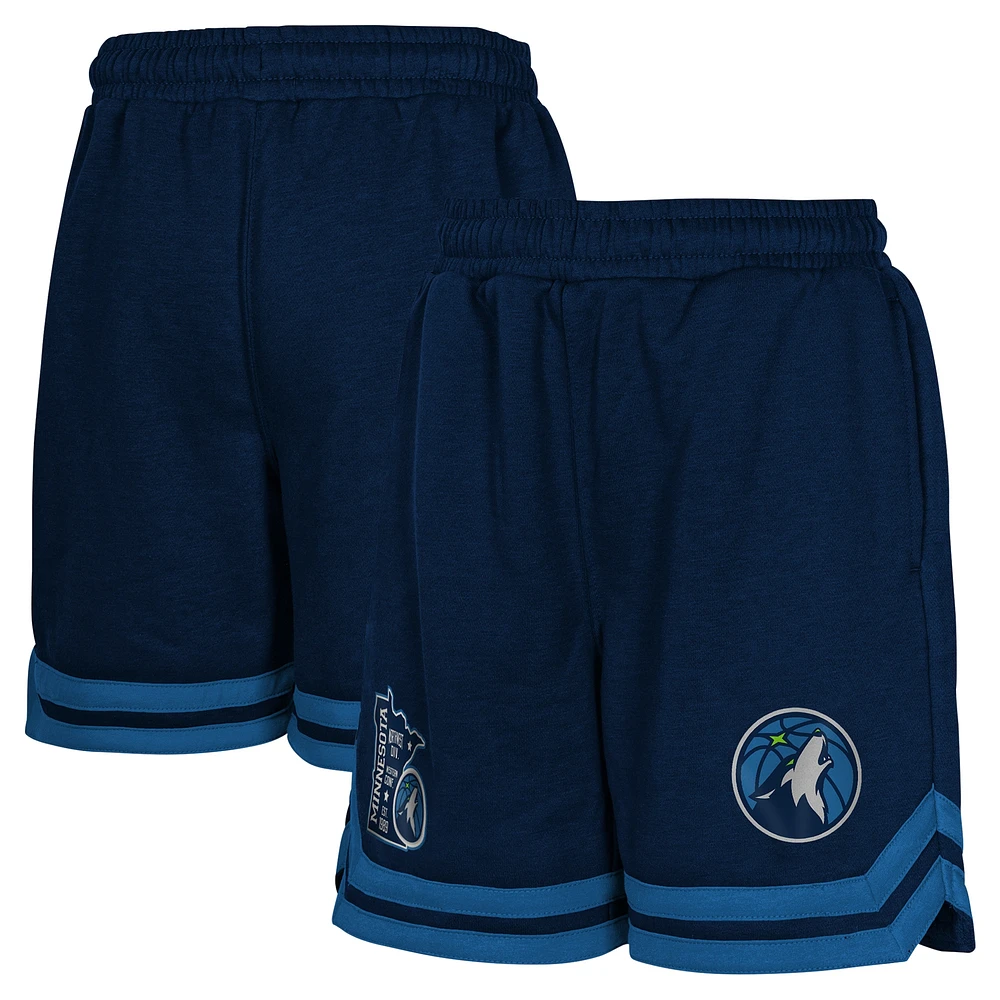 Youth Navy Minnesota Timberwolves Teardrop Fleece Shorts